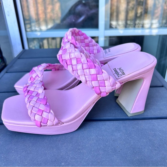 Jeffrey Campbell Pink Delicacy Platform Sandals with braided straps SZ 6.5
